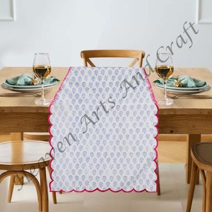 Chemin de Table de bord de broderie de luxe impression de bloc de main traditionnel 100% pur coton tissu bord de broderie chemin de Table meilleur - Product Image 3