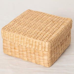 Boîte à couvercle en jacinthe d'eau artisanale, boîtes cadeaux de Noël, contenants de rangement de grande qualité - Product Image 2