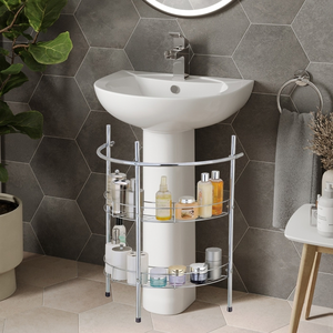 Estante de Baño Triple de Metal para Esquina, Diseño Moderno, Acabado Cromado, Montaje en Pared con Adhesivo, Mejor Oferta Directa de Fábrica - Product Image 2