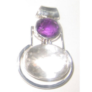 Shah Gems 925 Sterling Silver <b>Pendant</b> with Natural Crystal Quartz Bezel Setting <b>Emerald</b> Cut Women's Charm <b>Pendants</b> - Product Image 1