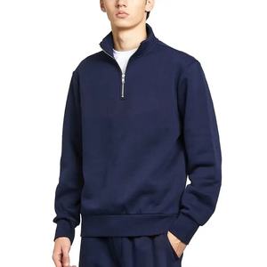 Best Selling <b>Men's</b> Casual Winter Long Sleeve <b>Quarter</b> <b>Zip</b> <b>Fleece</b> Sweatshirts Embroidered with Ribbed Cuff Bottom Latest Style - Product Image 4