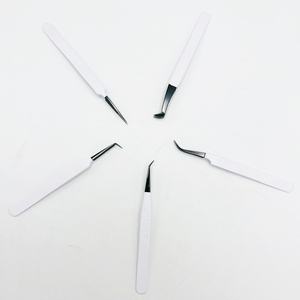 Extensions de cils en acier inoxydable extra grip avec logo personnalisé Pince à épiler Produit de soins personnels Pointe en fibre noire blanche Conception pointue - Product Image 6