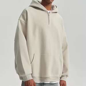 Sudadera con Capucha Corta de Felpa Francesa de Algodón de 400-600 g/m² para Hombre, Estilo Holgado, con Media Cremallera, Esencial para el Invierno, Color Sólido, Novedad de 2025 - Product Image 3