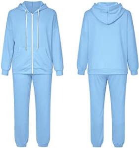Best Quality Cotton Fleece Sweatshirt Set Custom Women's Embroidery Full Zip up <b>Hoodies</b> Joggers Set Clothing Manufacturers - Product Image 4