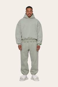 Alta calidad logotipo personalizado etiqueta 500gsm peso pesado pulóver sudaderas 100% algodón abajo hombros de gran tamaño hombres Boxy Fit Hoodie - Product Image 2