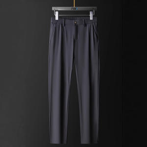 <b>Men's</b> Ice Silk Business Pants, <b>Elastic</b> and Breathable Solid Color Summer <b>Trousers</b> for Young <b>Men</b> - Product Image 3