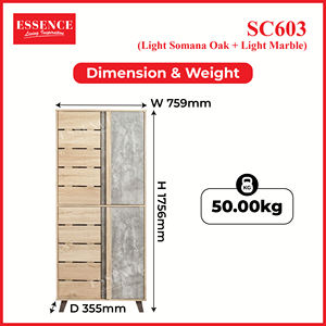 Étagère à chaussures de luxe à 8 niveaux SC603, chêne somana clair, panneau de particules en marbre clair, meubles de maison, design contemporain, salon, appartement - Product Image 6