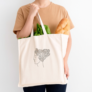 Sac à provisions lavable et écologique en toile de coton biologique naturel Goussets latéraux du bas Poignée d'épaule de taille de couleur personnalisable - Product Image 1