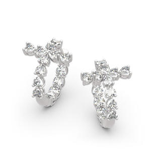 Pendientes Jeulia con Cruz y Corazón de Diamantes, Chapados en Oro de 14K, para Compromiso - Product Image 3