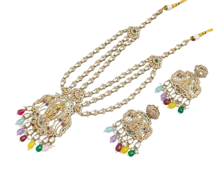 Most Trendy Women <b>Jewellery</b> For Indian Wedding Function CZ Stone Studded With <b>Antique</b> <b>Gold</b> Plated Long Necklace And Earrings Set - Product Image 2