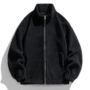 Logo personnalisé OEM Veste polaire unisexe en Sherpa doux pour l'hiver avec fermeture éclair Veste ample décontractée de rue Vestes en polaire Sherpa - Product Image 4