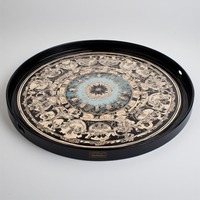 Assiette de présentation en fer crème opaline douce bordure dorée Art moderne Design antique Léger pour buffet de mariage de qualité supérieure