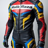 Traje de motocicleta de cuero personalizado por Malik Raza | Cuero de grano completo con color personalizado, opciones de logotipo y protección CE