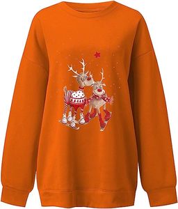 Wholesale custom design Women's Padded Round Neck Long Sleeve Tops Christmas Cute Print Sweatshirt - Product Image 4