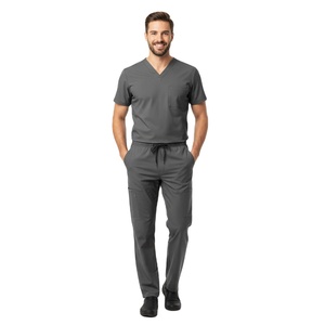 Ensemble de blouses d'infirmier pour hommes, tissu tricoté, haut et bas, uniforme d'hôpital, fournisseur en gros OEM ODM, production - Product Image 4