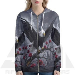 Sudadera con Capucha de Invierno para Mujer, Tejido de Rizo, Ligera, Transpirable, de Secado Rápido, Ecológica, con Logotipo Frontal Personalizable por Sublimación, Diseño de Águila - Product Image 3