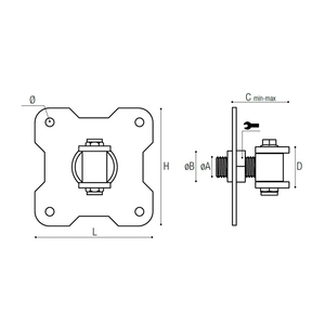 Brevetti Adem 205P Bisagra de puerta abatible con soldadura Rosca M20 Eje externo Bisagra superior de zinc y metal con placa ajustable para uso en puertas - Product Image 4