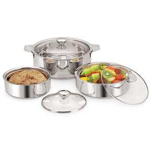 Marmite en cristal ordinaire personnalisable en acier inoxydable avec couvercles en verre Marmites de cuisine isolées allant de 1000 à 2500 ml - Product Image 1