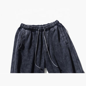 Vintage Sun Dye Fade Sweat Coton Shorts pour Hommes Solide Workout Gym Bleach Wash Personnalisé Distressed Cut Edge Puff Printing High - Product Image 4