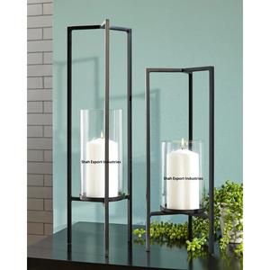 Bougeoir décoratif ouragans en métal et en verre de table couleur noire pour la décoration de bureau de salon à la maison - Product Image 6