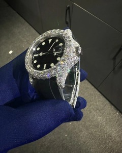 Customised Logo Luxury Men's Hip Hop Iced Out Moissanite Diamond <b>Watch</b> Bust Custom Mechanical Movement Glass Dial Window - Product Image 3