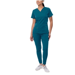 High Quality <b>Nurse</b> <b>Scrub</b> Uniform Set Custom Logo Spandex Knitted Medical Hospital <b>Scrubs</b> for Doctors - Product Image 6