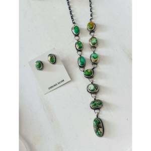 Conjunto de Collar Lariat de Plata de Ley y Turquesa de Montaña Sonora Betta Lee, Joyería Fina - Product Image 4