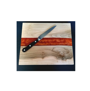 Tabla de cortar de madera y resina Diseño de lujo Diseño púrpura Utensilios de cocina de forma cuadrada hechos a mano usados - Product Image 4