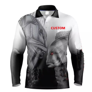 Ropa de pesca personalizada Traje de pesca estampado de manga larga personalizado Venta al por mayor Sublimación Ropa de pesca Camisetas de manga larga - Product Image 5