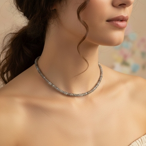 Collier en argent sterling plaqué or avec perles de labradorite facettées rondes réglables, fabriqué par Jaipur Gem Factory, certifié IGI, pour mariage - Product Image 4