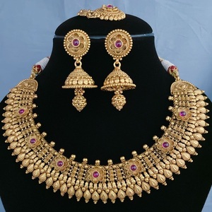 คลาสสิกที่มีคุณภาพดีที่สุดของโปแลนด์โบราณพิเศษด้วยหินดูสร้อยคอชุบทองพร้อมต่างหู Tikka สำหรับงานแต่งงานสำหรับผู้หญิง - Product Image 1