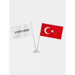 Custom Logo Printed Turkey Desk <b>Flag</b> Digital Satin Plastic Polyester Silk with Aluminum <b>Pole</b> Style Pennant - Product Image 1