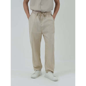 Low MOQ 100% <b>Linen</b> Breathable Solid <b>Men's</b> <b>Trouser</b> MC2390 Soft Lightweight Button Zipper Pleat Customizable Straight XL 6XL - Product Image 1