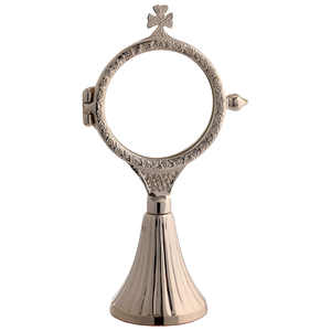 Présentoir décoratif d'eucharistie d'ostensoir religieux en laiton plaqué argent fournitures d'église d'artisanat religieux - Product Image 1