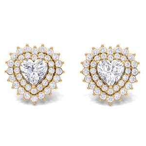 IGI Certified Lab Grown Diamond Heart Cut Halo Stud <b>Earrings</b> 9KT Yellow / White / Rose Gold Teardrop Diamond Cluster <b>Earrings</b> - Product Image 4