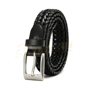 Cinturón de cuero PU informal de mejor diseñador para hombre con hebilla de alfiler Cuero genuino trenzado negro de alta calidad Nueva moda - Product Image 1