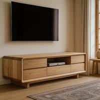 Meuble TV moderne en bois massif avec tiroirs et finition acajou riche, écologique, pour salon et chambre, usage domestique et hôtelier