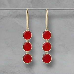 New Arrival 18K Gold Plated 925 Sterling Silver Earrings Red Onyx Drop <b>for</b> Women and <b>Girls</b> - Product Image 5