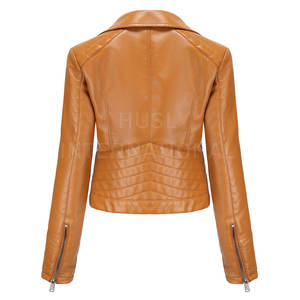 Veste en cuir véritable coupe-vent d'hiver de style de rue pour femmes vêtements d'extérieur élégants pour la chaleur - Product Image 2