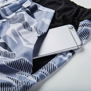 Casual Mid Waist Fitness Shorts Camouflage Print in Soft Cotton Embroidered Solid Pattern Worsted Fabric - Product Image 5