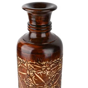 <b>Tall</b> and Heavy Solid Wood Hand Carved Vase for Home and Office Rustic Long <b>Wooden</b> Flower Vase Elegant Decor for Home Office - Product Image 1