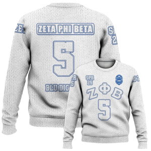 Zeta Phi Beta 1920 Divine Nine Pull en tricot ZPhiB Sorority Blue White Chenille Letters Greek Life Premium Pull - Product Image 6