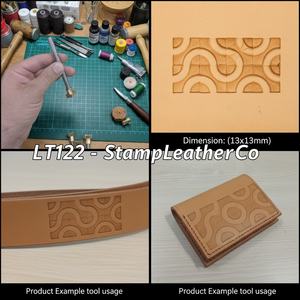 LT122 Tampon géométrique en cuir Retro Waves 13x13mm (1/2 \ "X 1/2 \") pour l'artisanat du cuir géométrique - Product Image 1