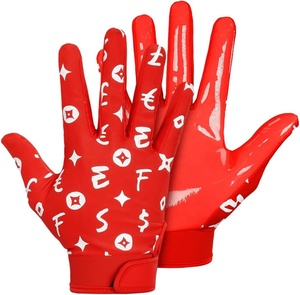 Stock de marque en gros cuir synthétique doré revêtement en silicone grande adhérence gants de football américain antidérapants pour enfants - Product Image 1