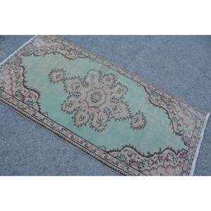 Alfombra clásica de lana verde Beige de 2,9x6,1 pies Vintage turco área grande rectángulo Patchwork látex abstracto para alfombra de habitación de pasillo - Product Image 4
