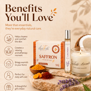 Coffret Cadeau Rituel Spa à Domicile Alquiverde - Savon Naturel Roll-on à la Lavande & Bougie Artisanale à la Noix de Coco en Verre avec Impression Letterpress Moderne - Product Image 3