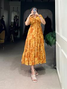 ชุดเดรสมีปกคอผ้า Georgette สำหรับผู้หญิงเดรสกระโปรงบานออกแบบได้เองสำหรับฤดูร้อนงานคริสตจักรพิมพ์ลายดอกไม้ขนาดพลัสไซส์สำหรับผู้หญิง - Product Image 3