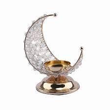 Majestic Gold White Crescent Moon Centerpiece Modern Design Handmade Iron <b>Glass</b> Luxurious Metallic Textures Impactful Home Decor - Product Image 5