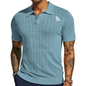 El último diseño, camisetas polo de punto con textura, ropa informal, camisetas polo de color personalizado con logotipo personalizado - Product Image 1