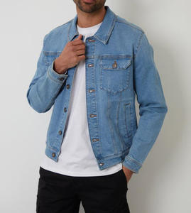 เสื้อแจ็คเก็ตเดนิมกันลมสำหรับผู้ชายแบบสั่งทำพิเศษ คอตั้ง โลโก้ด้านหน้า ซับในขนแกะแบบกลับด้านได้ ซับในผ้าฝ้าย ลายนูนสไตล์วินเทจ - Product Image 5